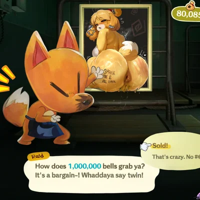 crazy redd, isabelle (animal crossing) (animal crossing, nintendo) created by tudduls