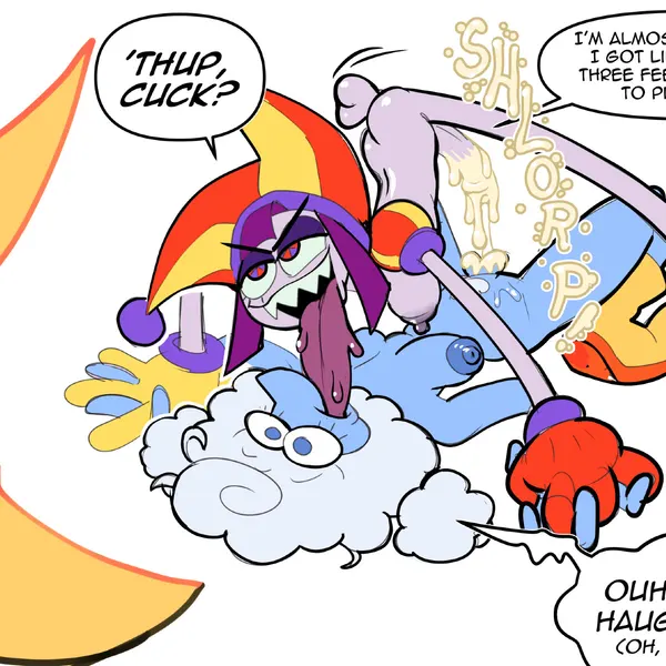 elnina (deltarune), evil pomni (tadc), lanino (deltarune) (deltarune, glitch productions) created by galactabee