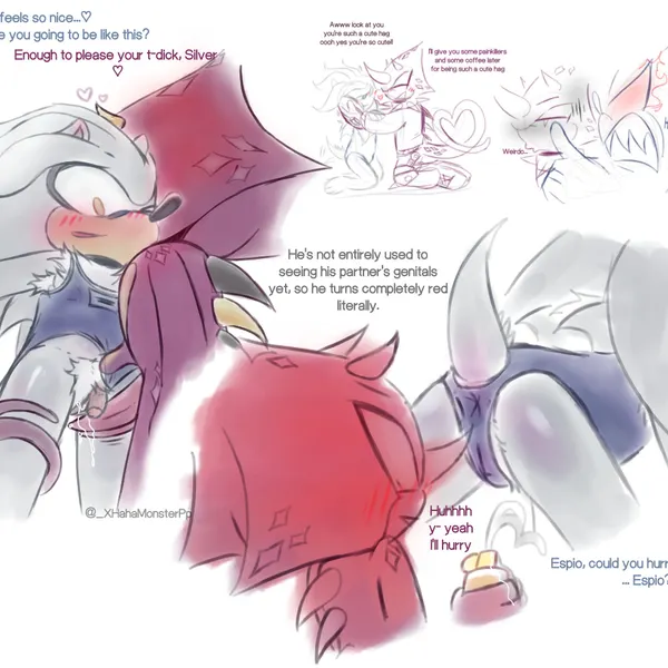 espio the chameleon, silver the hedgehog (sega, sonic the hedgehog (series)) created by xx hahamonsterpp xx