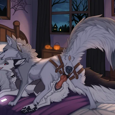 feral loona (helluva boss), loona (helluva boss), zanara (halloween, hellaverse) created by a.o.kigahara (artist), taka (artist)