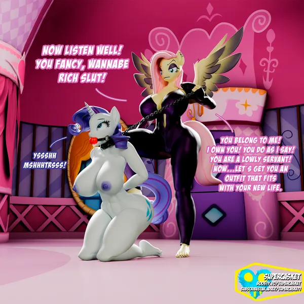fluttershy (mlp), rarity (mlp) (friendship is magic, hasbro) created by supercasket
