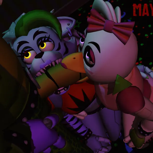 glamrock chica, montgomery gator, roxanne wolf (five nights at freddy's, five nights at freddy's: security breach) created by mayvil