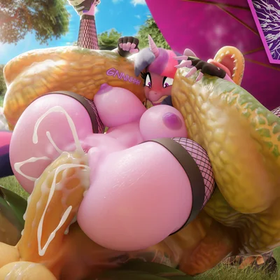 gummy (mlp), twilight sparkle (mlp) (friendship is magic, hasbro) created by hooves-art