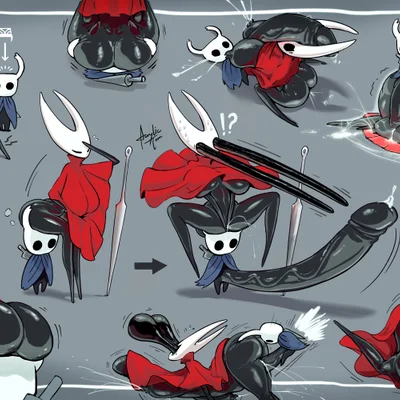 hornet (hollow knight), the knight (hollow knight) (hollow knight (franchise), team cherry) created by acrylictoon