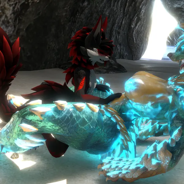 hound (hound helldan), zinogre (apekweit) (capcom, kinktober) created by hound helldan