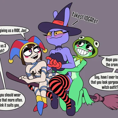 jax (tadc), kermit the frog, pomni (tadc) (glitch productions, halloween) created by kodigozoot