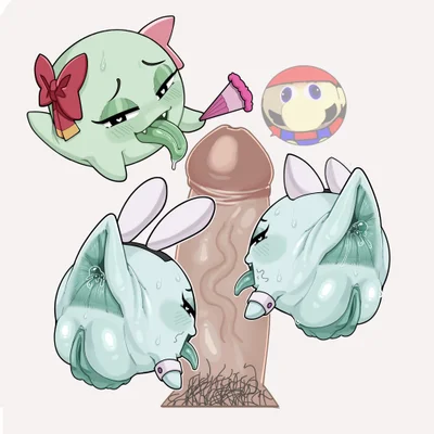 lady bow, lahla (mario), mario (mario bros, nintendo) created by eggcat69