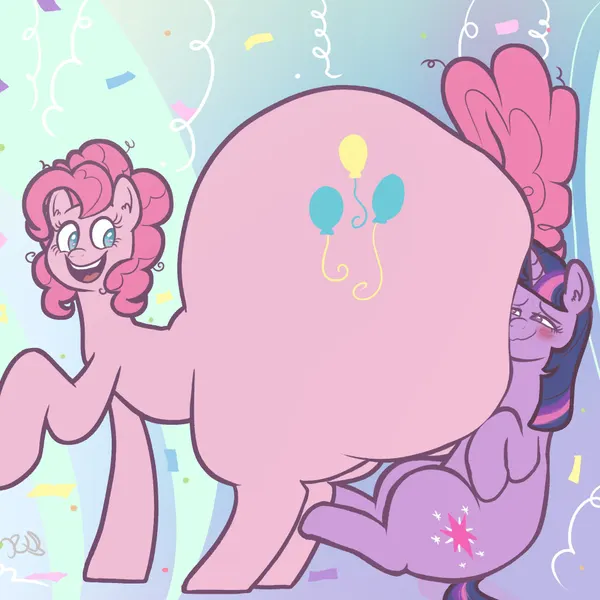pinkie pie (mlp), twilight sparkle (mlp) (friendship is magic, hasbro) created by rumblyxbubbles