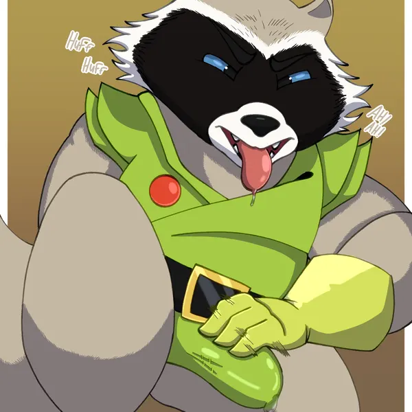 rocket raccoon (guardians of the galaxy, marvel) created by crouchingli0n