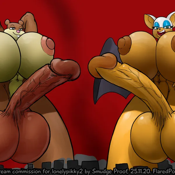 rouge the bat, sandy cheeks (nickelodeon, sega) created by smudge proof