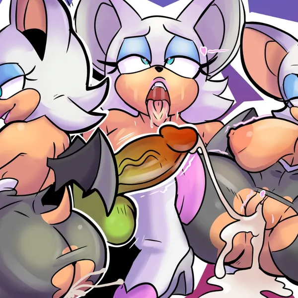 rouge the bat, vector the crocodile (sega, sonic the hedgehog (series)) created by erokuman