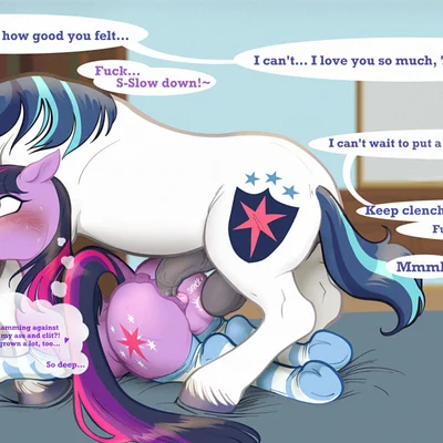 shining armor (mlp), twilight sparkle (mlp) (friendship is magic, hasbro) created by ponie666
