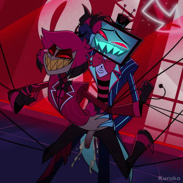 alastor (hazbin hotel), vox (hazbin hotel) (hazbin hotel, hellaverse) created by kuruko
