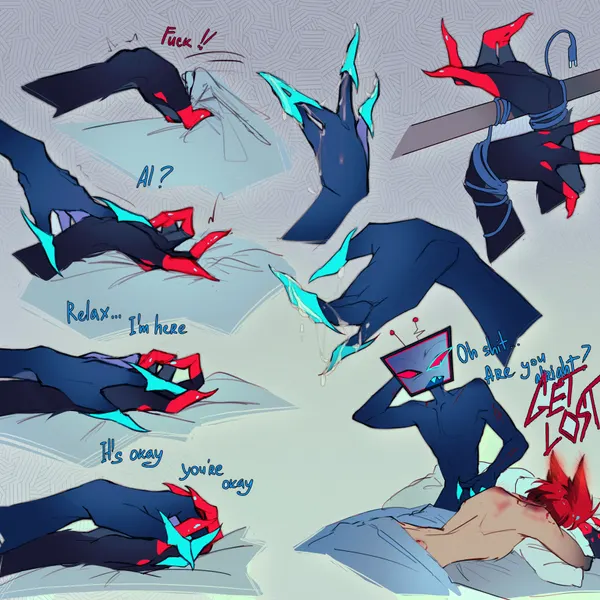 alastor (hazbin hotel), vox (hazbin hotel) (hazbin hotel, hellaverse) created by solwxxx55
