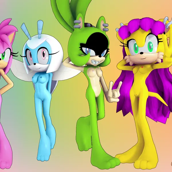 amy rose, blaze the cat, fiona fox (archie comics, idw publishing) created by rarequinez