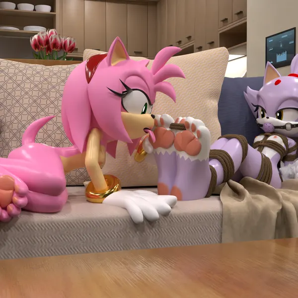 amy rose, blaze the cat (sega, sonic the hedgehog (series)) created by heartbrkrskully