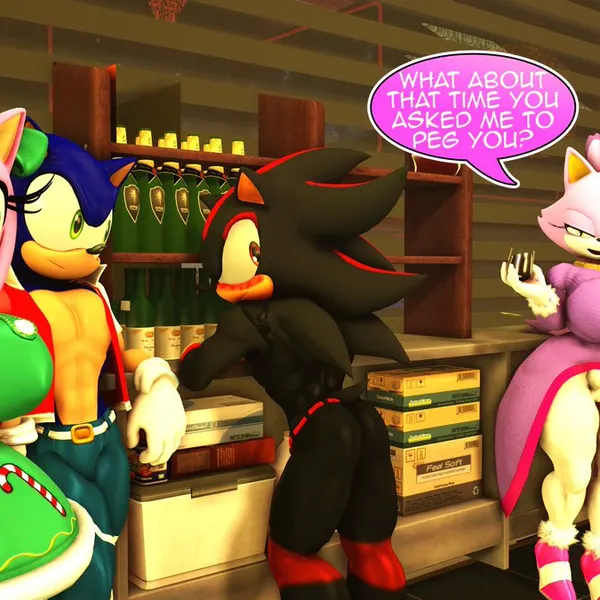 amy rose, blaze the cat, shadow the hedgehog (christmas, sega) created by rocketspuff