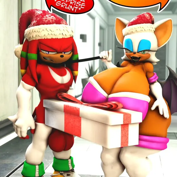 amy rose, knuckles the echidna, rouge the bat (christmas, sega) created by rocketspuff