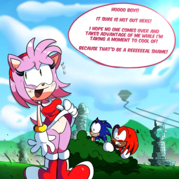 amy rose, knuckles the echidna, sonic the hedgehog (sega, sonic the hedgehog (series)) created by lilydrawsporn