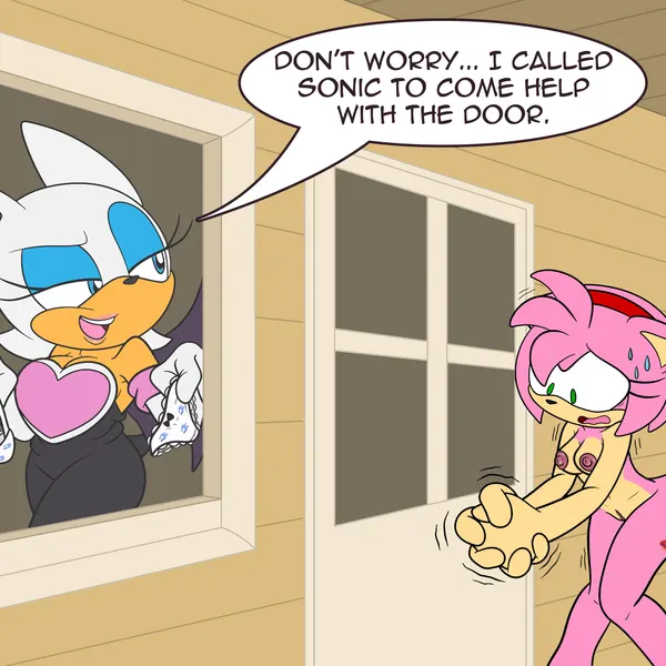 amy rose, rouge the bat (sega, sonic the hedgehog (series)) created by ladycherrybomba
