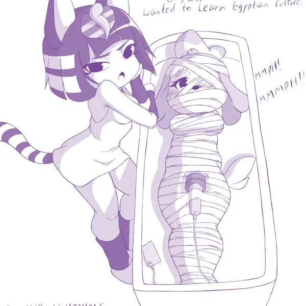 ankha (animal crossing), isabelle (animal crossing) (animal crossing, nintendo) created by boundlightning