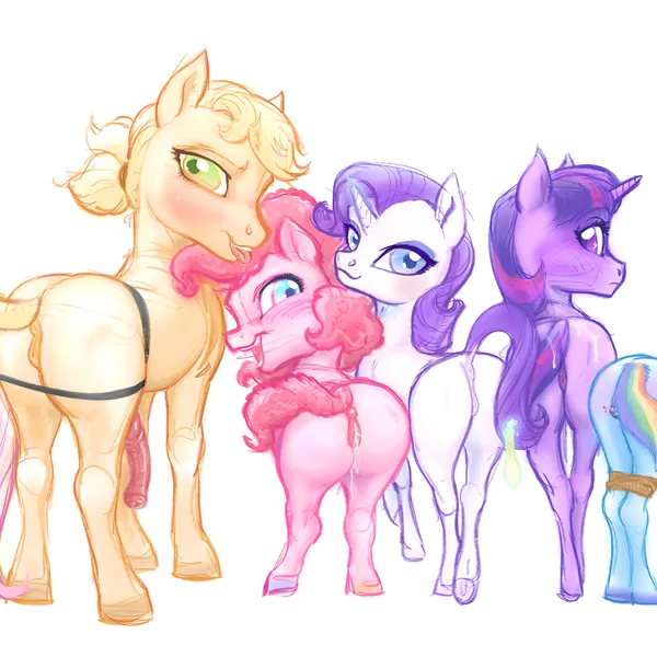 applejack (mlp), fluttershy (mlp), pinkie pie (mlp) (friendship is magic, hasbro) created by ponie666