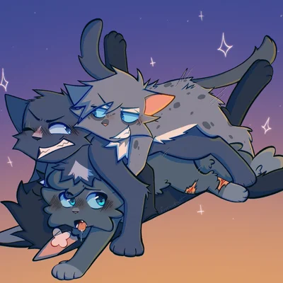 ashfur (thunderclan), bluestar (warriors), cinderpelt (warriors) (warriors (book series)) created by freckledcoat