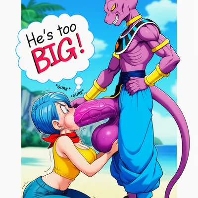 beerus, bulma (dragon ball, dragon ball super) created by gridanon