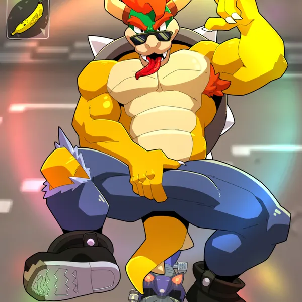biker bowser, bowser (mario bros, mario kart) created by podstatu