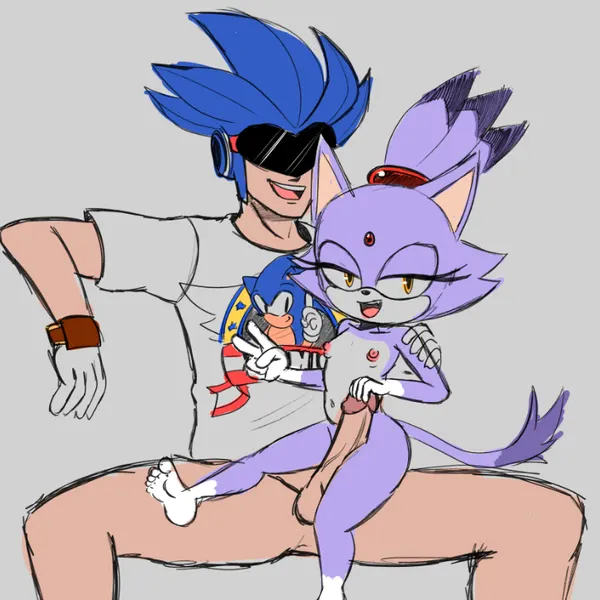 blaze the cat, sonic man (sega, sonic the hedgehog (series)) created by akuzaguy