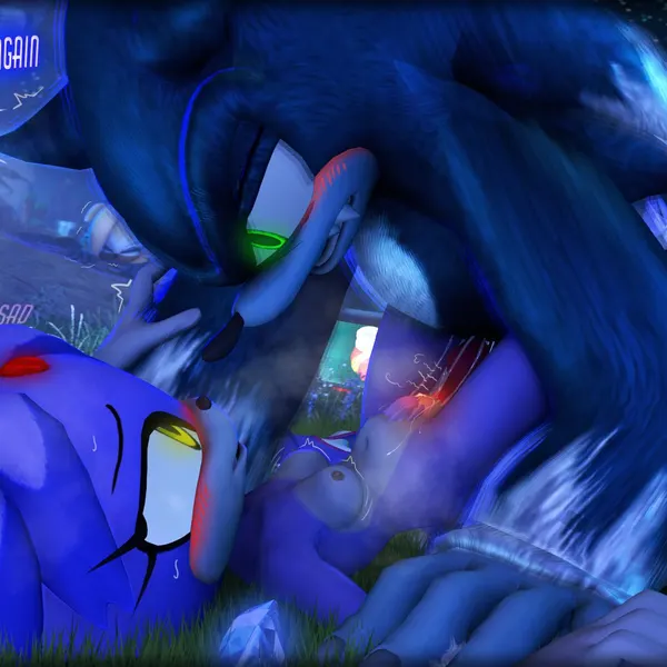 blaze the cat, sonic the hedgehog, sonic the werehog (idw publishing, mythology) created by ari is very sad