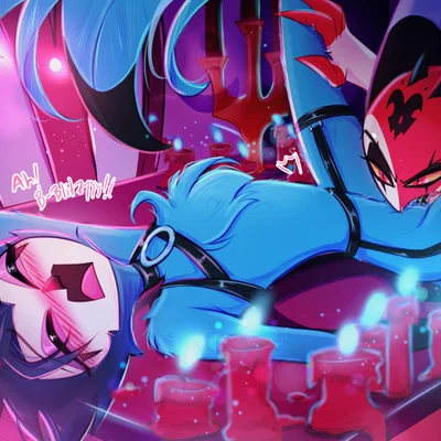 blitzo (helluva boss), stolas (helluva boss) (hellaverse, helluva boss) created by zero lawliet