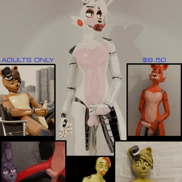 bonnie (fnaf), chica (fnaf), foxy (fnaf) (five nights at freddy's, five nights at freddy's 2) created by machinensfw