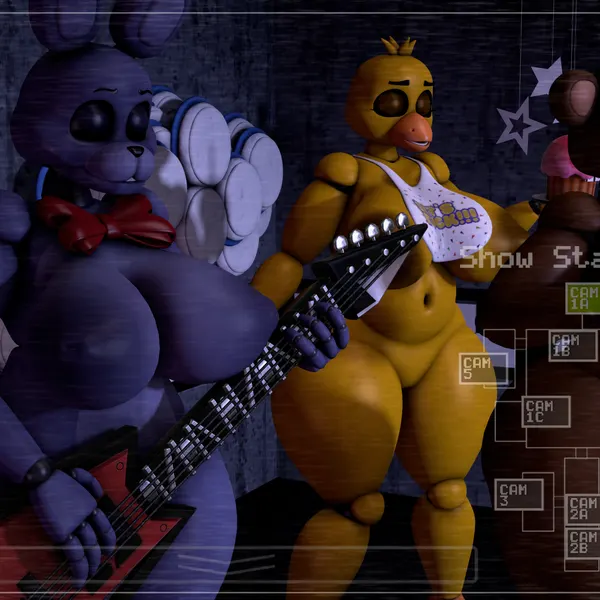 bonnie (fnaf), chica (fnaf), freddy (fnaf) (five nights at freddy's, scottgames) created by ordinary pictures