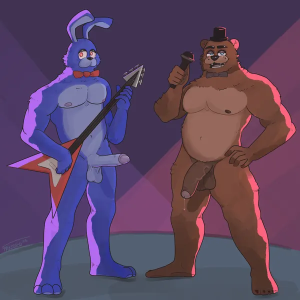 bonnie (fnaf), freddy (fnaf) (five nights at freddy's, scottgames) created by fructosed