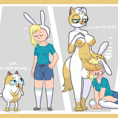 cake the cat, fionna the human (adventure time, can't see the haters) created by horiori