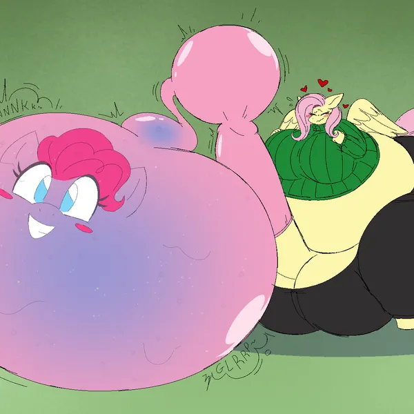 fluttershy (mlp), pinkie pie (mlp) (friendship is magic, hasbro) created by beeblimp, jalpunny