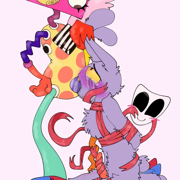 gangle (tadc), jax (tadc), pomni (tadc) (glitch productions, the amazing digital circus) created by chimeracocks