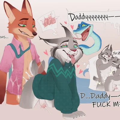 gary de'snake, milton lynxley, nick wilde (disney, zootopia) created by sssshark (artist)