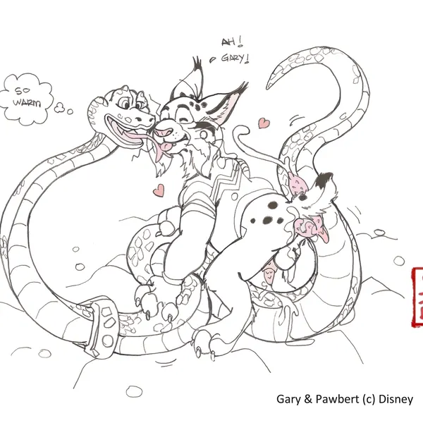 gary de'snake, pawbert lynxley (disney, zootopia) created by fennec (artist)