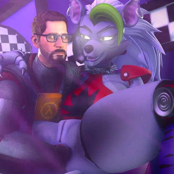 gordon freeman, roxanne wolf (five nights at freddy's, five nights at freddy's: security breach) created by thedirtyant