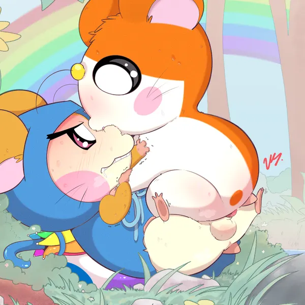 hamtaro, herbert (hamtaro), jingle (hamtaro) (hamtaro (series)) created by thewizardstick