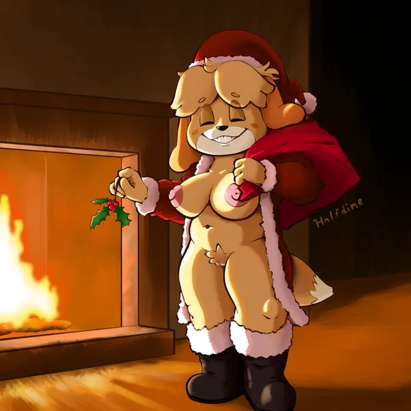 isabelle (animal crossing) (animal crossing, christmas) created by half dime