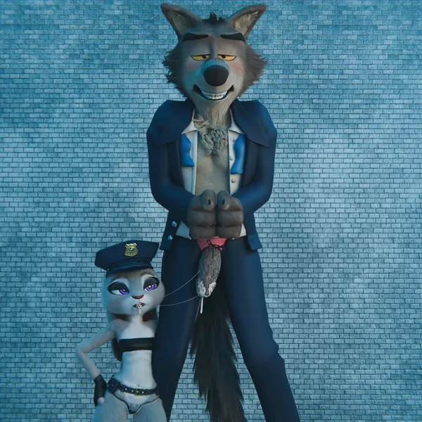 judy hopps, mr. wolf (the bad guys) (disney, dreamworks) created by sneakyphox
