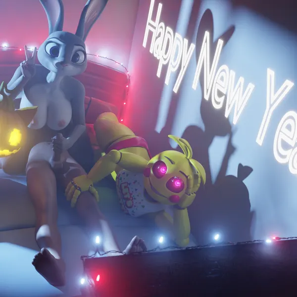 judy hopps, spice (fortnite), toy chica (fnaf) (christmas, disney) created by darkdesire