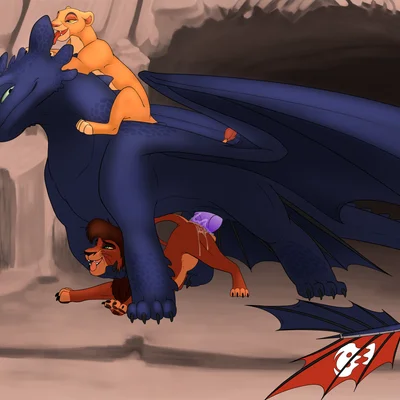 kiara (the lion king), kovu (the lion king), toothless (disney, dreamworks) created by backlash91