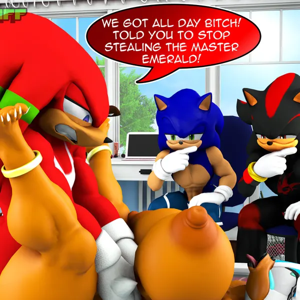 knuckles the echidna, rouge the bat, shadow the hedgehog (sega, sonic the hedgehog (series)) created by rocketspuff