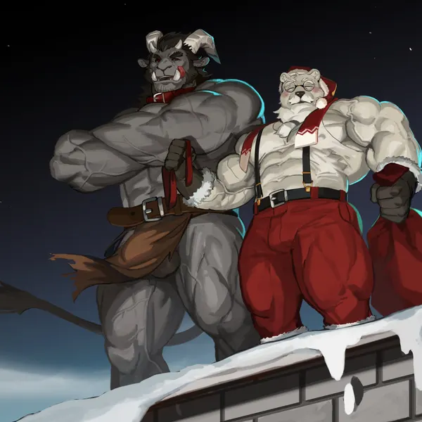 krampus, santa claus (christmas) created by traver009
