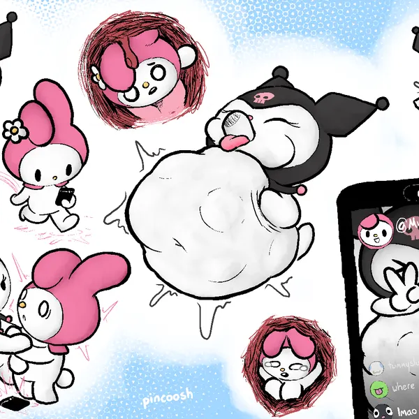 kuromi, my melody (onegai my melody, sanrio) created by pincoosh