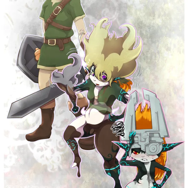 link, midna (nintendo, the legend of zelda) created by nken